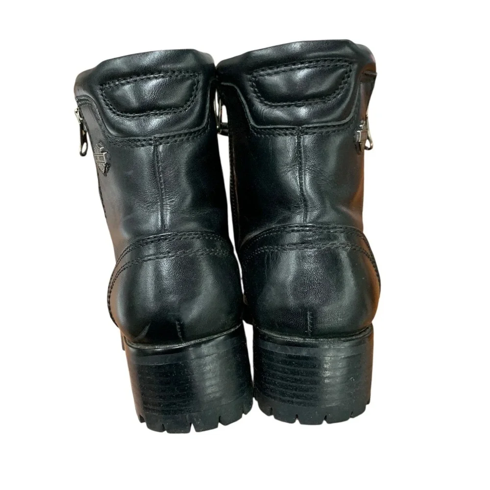 Harley-Davidson Men's‎ Black Leather Lace Up Motorcycle Ankle Boots Size 7.5 USA
